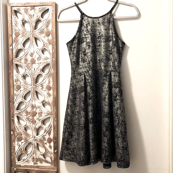 Soprano Gold Metallic Skater Dress - Picture 11 of 11